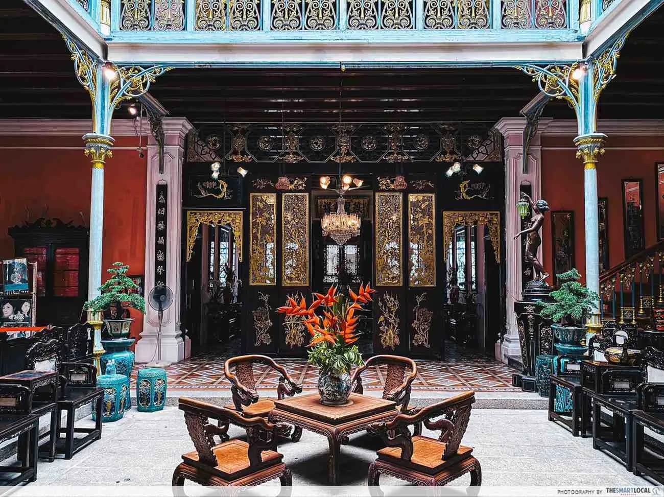 Heritage shophouse facades in George Town, Penang