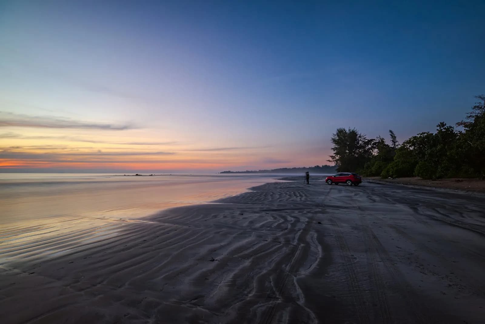 The wide sandy beach along the Desaru Coast