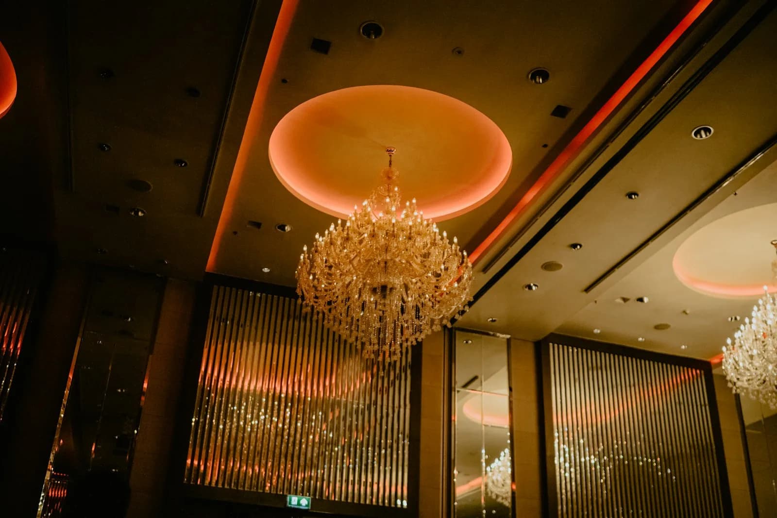 An elegant ballroom set for a gala dinner