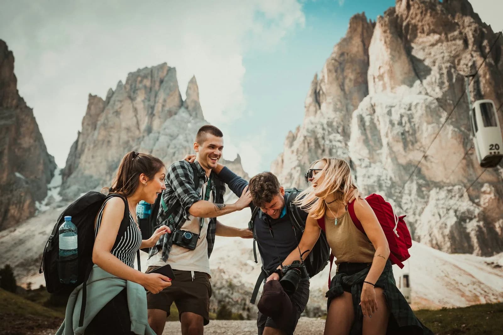 A small tour group with a local guide by the coast