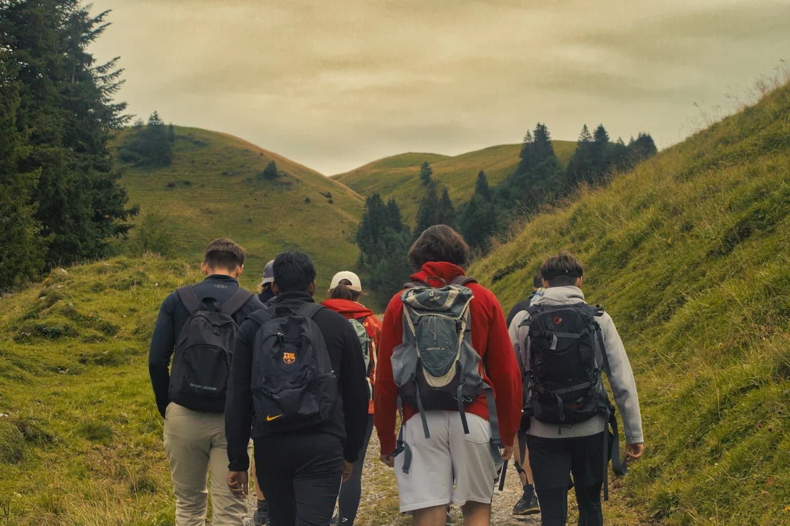 A small tour group with a local guide on a city walk