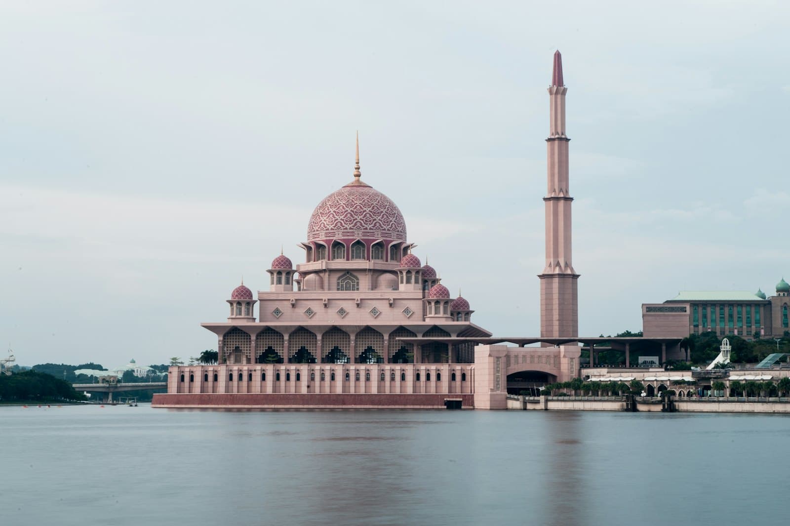 The pink mosque and waterfront at Putrajaya
