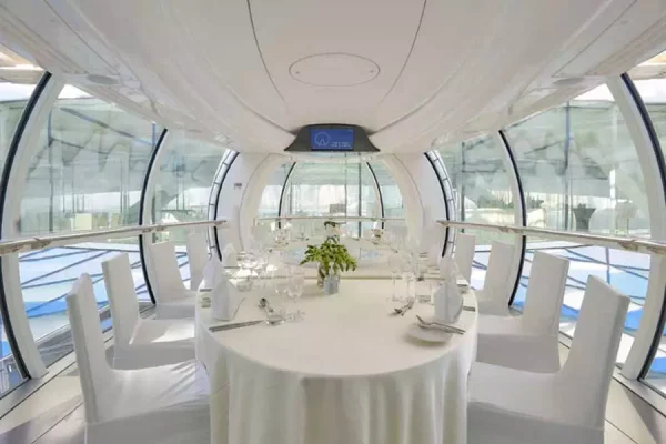 Ain Dubai Ferris wheel, VIP cabin with champagne